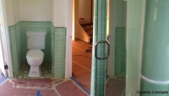 Green bathoom tiles and liner
