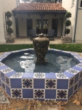 Our Sinola tile with matching blue filed tiles made into a foutain