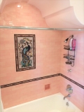 Bathroom Tiles - Pink  with Mural Backsplash
