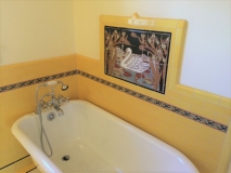 Bathroom Tiles - Yellow  with Mural Backsplash