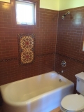 Bathroom Tiles - Brick Color  with Mural Backsplash