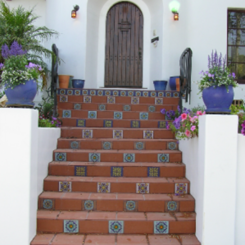 Art deco tiles for Spanish home stair-risers