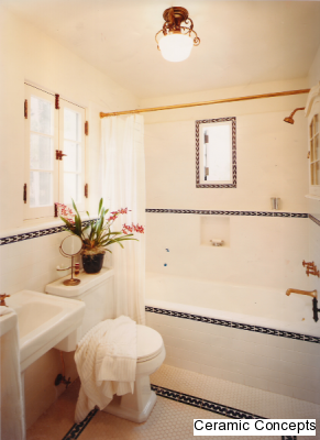 Bathroom Tiles Moorish  - 2x6 Cypress Deco Liner