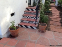 Custom Stair Risers - Black and White Diagonal and Zig Zags