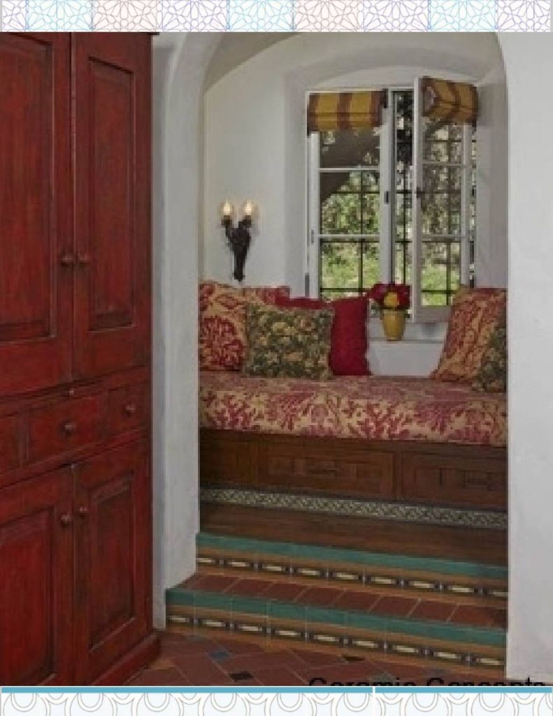 Sitting Nook with Stair risers - deco tiles